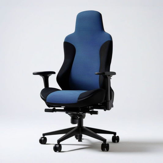 Hoehenverstellbarer Gaming-Buerostuhl mit hoher Rueckenlehne, Armlehnen und Rollen, Blau/Schwarz, 68 x 68 x 119–129 cm