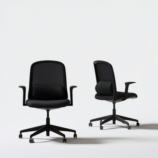 Ergonomischer Bürostuhl mit Rollen und Armlehnen, Schwarz, 60 x 60 x 112–122 cm