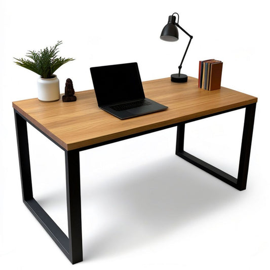 Rechteckiger Schreibtisch 140 x 60 x 75 cm Eichenoptik/Schwarz