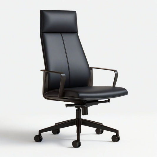 Drehbarer Bürostuhl aus PU-Kunstleder, Schwarz, 65 x 65 x 118–128 cm