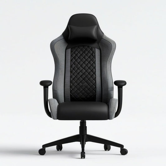Ergonomischer Gaming-Sessel mit Kopfkissen, Höhenverstellung, 68 x 68 x 124–134 cm, Schwarz/Grau