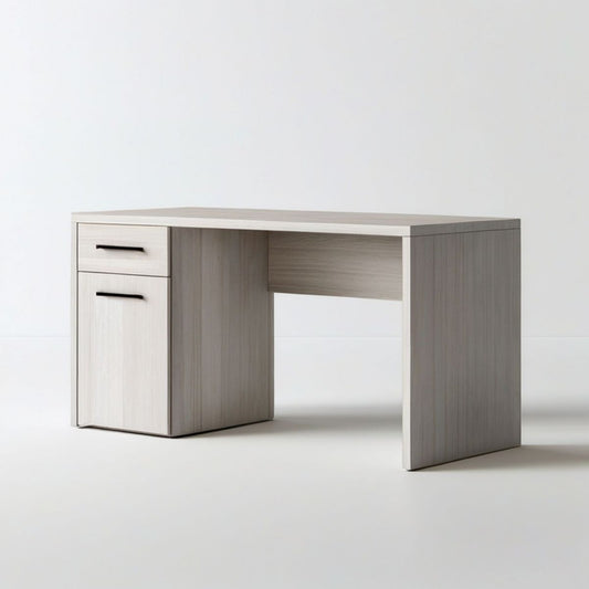 Schreibtisch mit 2 Schubladen, 120 x 60 x 75 cm, Hellgrau/Grau/Schwarz, Spanplatte
