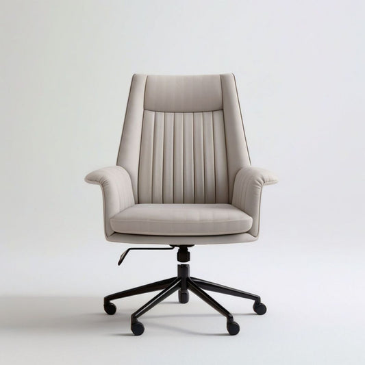 Drehstuhl aus PU-Kunstleder Beige/Schwarz, 66 x 70 x 112–122 cm