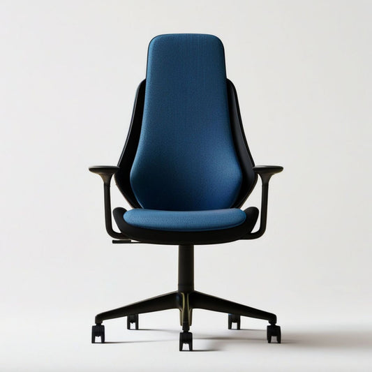 Ergonomischer Bürostuhl mit festen Armlehnen, höhenverstellbar, Blau/Schwarz, 66 x 66 x 116–126 cm